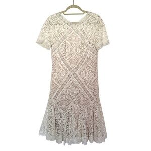Tadashi Shoji Aurore Bridal Lace Dress Knee Length Size 12